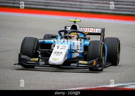 12 Zendeli Lirim (ger), MP Motorsport, Dallara F2, in azione durante la Formula 1 VTB Gran Premio di Russia 2021, 15° round del Campionato Mondiale di Formula 1 FIA 2021 dal 24 al 26 settembre 2021 sulla Sochi Autodrom, a Sochi, Russia - Foto Xavi Bonilla/DPPI Foto Stock