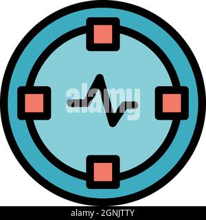 Icona orologio a impulsi. Icona del vettore di orologio a impulsi outline con colore piatto isolato Illustrazione Vettoriale