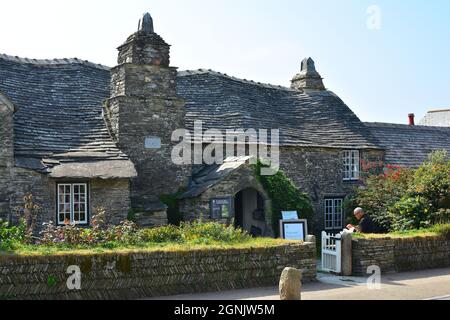 Tintagel vecchio ufficio postale, Cornovaglia, Regno Unito Foto Stock