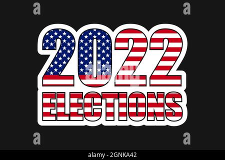 elezioni americane 2022 vota illustrazione vettoriale. collezione di adesivi badge patch con slogan della società civile democratica, stelle e strisce elementi di bandiera. design per la stampa pubblicitaria. Illustrazione Vettoriale