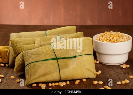 Pamonha, doce de milho tradicional do Brasil Foto Stock