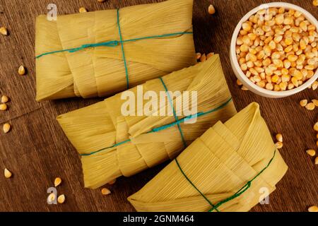 Pamonha, doce de milho tradicional do Brasil Foto Stock