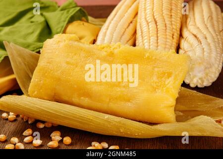 Pamonha, doce de milho tradicional do Brasil Foto Stock