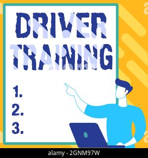 Testo che mostra Inspiration driver Training. Business showcase corso di studio che insegna come guidare un veicolo creazione di nuovo computerizzato archiviazione Foto Stock