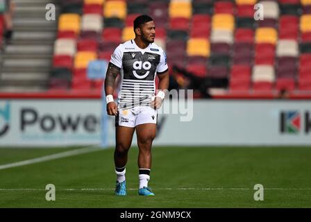 Brentford, Regno Unito. 26 settembre 2021. Premiership Rugby. London Irish V sale Sharks. Brentford Community Stadium. Brentford. Manu Tuilagi (Vendita). Credit: Sport in immagini/Alamy Live News Foto Stock