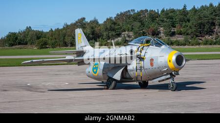 Gothenburg, Svezia - Agosto 30 2008: J29 Tunnan (se-DXB) al Göteborg Aero Show. Foto Stock