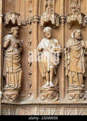 Dettagli in pietra del portale della Cattedrale di Palma Foto Stock