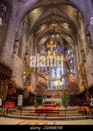 Altare maggiore della Cattedrale di Palma Foto Stock