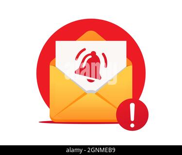 Promemoria e-mail, icona vettore. Notifica di una nuova e-mail. Nuovo messaggio e-mail. Isolato su sfondo bianco Illustrazione Vettoriale