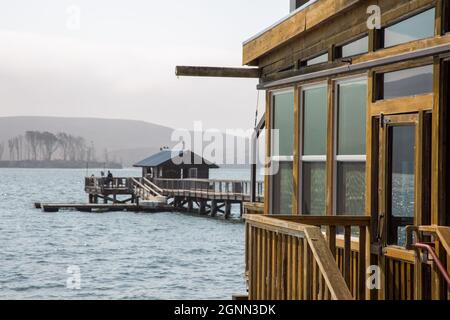 Lago sulla baia di Tomales a Marshall, California Foto Stock