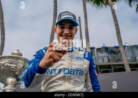 Long Beach, California, Stati Uniti. 26 settembre 2021. ALEX PALOU (10) di Barcellona, Spagna, vince il Campionato INDYCAR complessivo 2021 per le strade di Long Beach a Long Beach, California. (Credit Image: © Walter G Arce Sr Grindstone medi/ASP via ZUMA Press Wire) Foto Stock