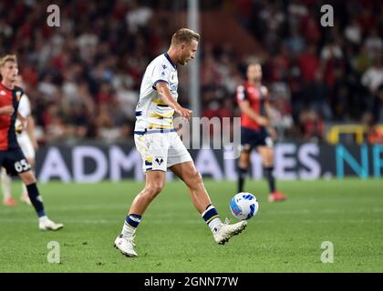 Antonin Barak dell'Hellas Verona FC durante la serie A 2021/22 tra Genova CFC e l'Hellas Verona FC al Ferraris Stadium il 25 settembre, Foto Stock