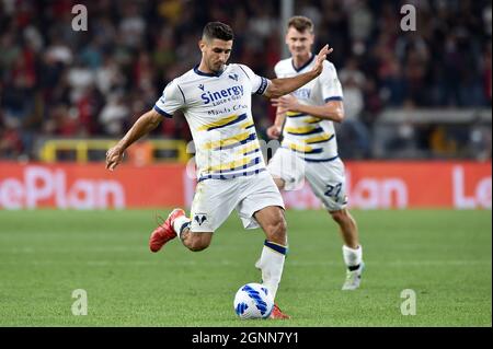 Davide Faraoni dell'Hellas Verona FC durante la serie A 2021/22 tra Genova CFC e l'Hellas Verona FC al Ferraris Stadium il 25 settembre, Foto Stock