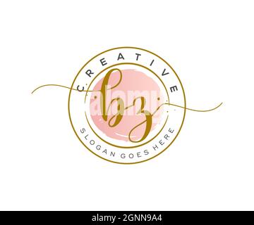 BZ Monogramma di bellezza del logo femminile e design elegante del logo, logo di scrittura a mano della firma iniziale, matrimonio, moda, floreale e botanico con creativo Illustrazione Vettoriale