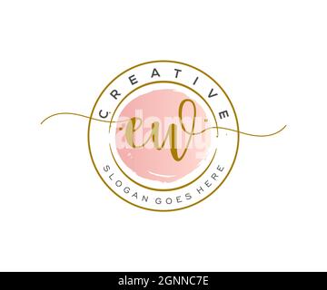 EW monogramma di bellezza del logo Femminile e design elegante del logo, logo di scrittura a mano della firma iniziale, matrimonio, moda, floreale e botanico con creativo Illustrazione Vettoriale