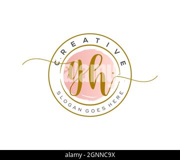 GH Monogramma di bellezza del logo Femminile e design elegante del logo, logo di scrittura a mano della firma iniziale, matrimonio, moda, floreale e botanico con creativo Illustrazione Vettoriale