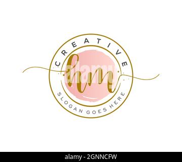 HM Monogramma di bellezza del logo femminile e design elegante del logo, logo di scrittura a mano della firma iniziale, matrimonio, moda, floreale e botanico con creativo Illustrazione Vettoriale