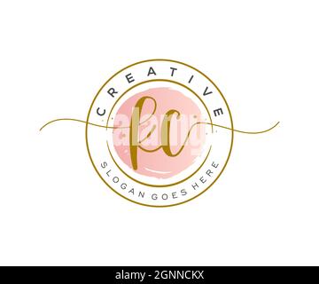 KC Monogramma di bellezza del logo femminile e design elegante del logo, logo di scrittura a mano della firma iniziale, matrimonio, moda, floreale e botanico con creativo Illustrazione Vettoriale
