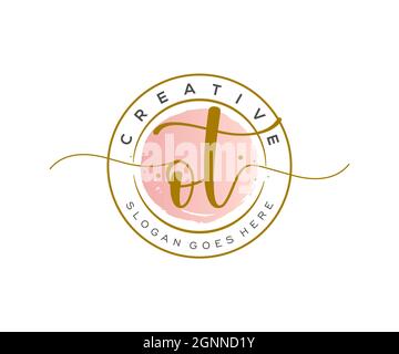 OT Monogramma di bellezza del logo femminile e design elegante del logo, logo di scrittura a mano della firma iniziale, matrimonio, moda, floreale e botanico con creativo Illustrazione Vettoriale