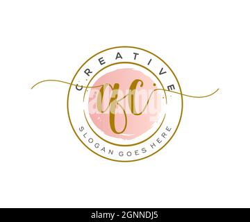 Monogramma di bellezza con logo QC Femminile e design elegante con logo, logo scritto a mano della firma iniziale, matrimonio, moda, floreale e botanico con creatività Illustrazione Vettoriale