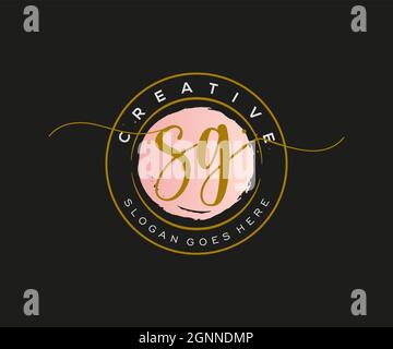 SG monogramma di bellezza e logo dal design elegante, logo scritto a mano di firma iniziale, matrimonio, moda, floreale e botanico con creatività Illustrazione Vettoriale