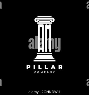 AM Monogram Logo lettera pilastri forma avvocato stile vettore, società studio legale isolato su sfondo nero Illustrazione Vettoriale