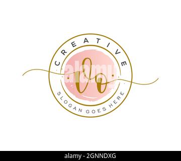 Vo Monogramma di bellezza del logo femminile e design elegante del logo, logo di scrittura a mano della firma iniziale, matrimonio, moda, floreale e botanico con creativo Illustrazione Vettoriale