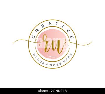 RU Monogramma di bellezza del logo femminile e design elegante del logo, logo di scrittura a mano della firma iniziale, matrimonio, moda, floreale e botanico con creativo Illustrazione Vettoriale
