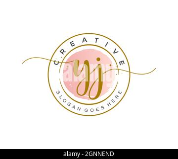 Logo YJ Femminile monogramma di bellezza e design elegante logo, scritta a mano logo di firma iniziale, matrimonio, moda, floreale e botanico con creativo Illustrazione Vettoriale