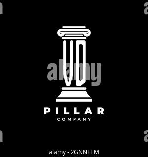 VD Monogram Logo Letter Pillars forma avvocato stile vettore, società studio legale isolato su sfondo nero Illustrazione Vettoriale