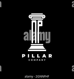 NP Monogram Logo Letter Pillars forma avvocato stile vettore, società studio legale isolato su sfondo nero Illustrazione Vettoriale