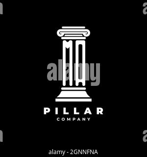 MA Monogram Logo Letter Pillars forma avvocato stile vettore, società studio legale isolato su sfondo nero Illustrazione Vettoriale