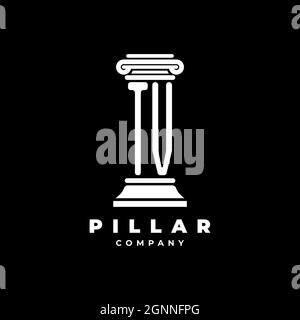 TV Monogram Logo lettera pilastri forma avvocato stile vettore, società studio legale isolato in sfondo nero Illustrazione Vettoriale