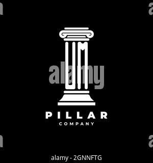 UM Monogram Logo Letter Pillars forma avvocato stile vettore, società studio legale isolato su sfondo nero Illustrazione Vettoriale