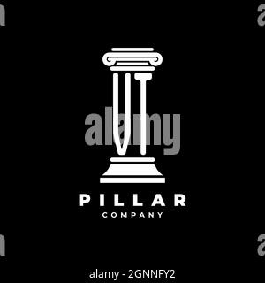 VT Monogram Logo lettera pilastri forma avvocato stile vettore, società studio legale isolato in sfondo nero Illustrazione Vettoriale