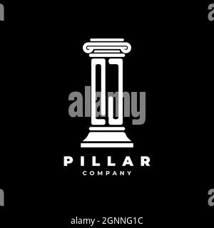 QJ Monogram Logo Letter Pillars forma avvocato stile vettore, società studio legale isolato su sfondo nero Illustrazione Vettoriale