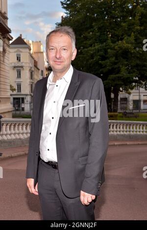 Presidente del Metropole di Lione Bruno Bernard che ha partecipato al Diner Des Grands Chef davanti a Sirha 2021 a Lione, Francia il 26 settembre 2021. Foto di Julien Reynaud/APS-Medias/ABACAPRESS.COM Foto Stock