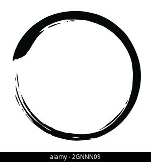 Zen Circle Black Enso Brush Vector Art Icon Design Illustrazione Vettoriale