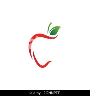 Illustrazione di un'icona di design vettoriale di mela in buona salute Foto Stock
