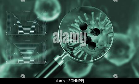 Illustrazione 3d - concetto di Coronavirus, noto anche come 2019-nCov Foto Stock