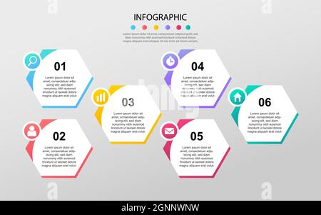 Modello infografico di business concept circle di successo. Infografiche con icone ed elementi Illustrazione Vettoriale