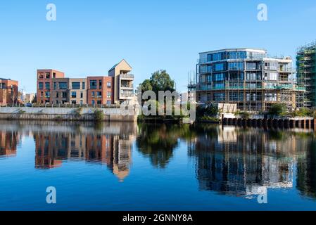 Il Trent Basin Development ha visto da tutta la RiverTrent, Nottingham Nottinghamshire Inghilterra Regno Unito Foto Stock