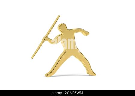 Icona di lancio Golden 3d javelin isolata su sfondo bianco - rendering 3D Foto Stock