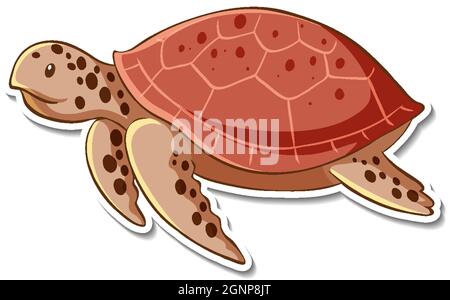 Disegno di adesivo con tartaruga marina illustrazione isolata Illustrazione Vettoriale