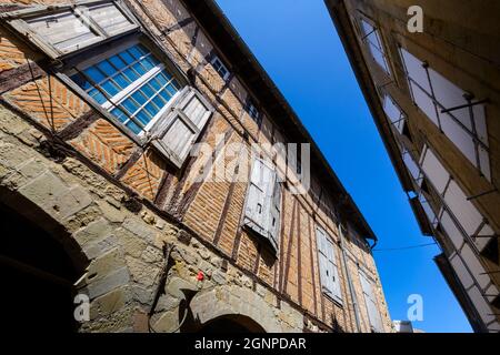 Architettura vista in Lautrec strade, Tarn, Francia Foto Stock