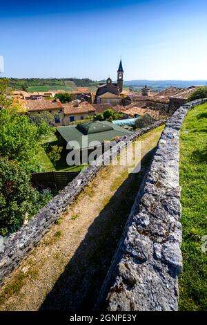 Paesaggio e villaggio Lautrec, Tarn, Francia Foto Stock