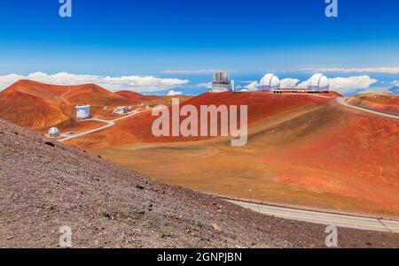 Hilo, Hawaii (la Grande Isola). Osservatori del Vertice di Mauna Kea. Foto Stock