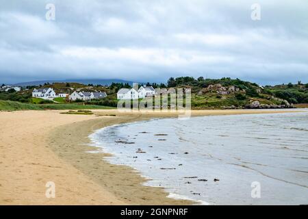 Bunbeg spiaggia con Bad Eddie in background, Bunbeg, Co. Donegal, Irlanda. Foto Stock