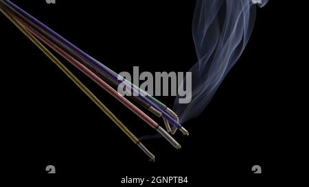 Bruciare l'incenso indiano o thailandese aroma bastoni varietà Foto Stock