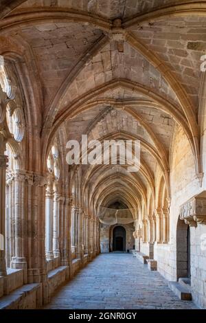 Chiostro di Monestir de Santa Maria de Santes Creus, abbazia cistercense, monastero, chiesa, Santes Creus, Aiguamurcia Tarragona, Catalogna, Spagna, Europ Foto Stock